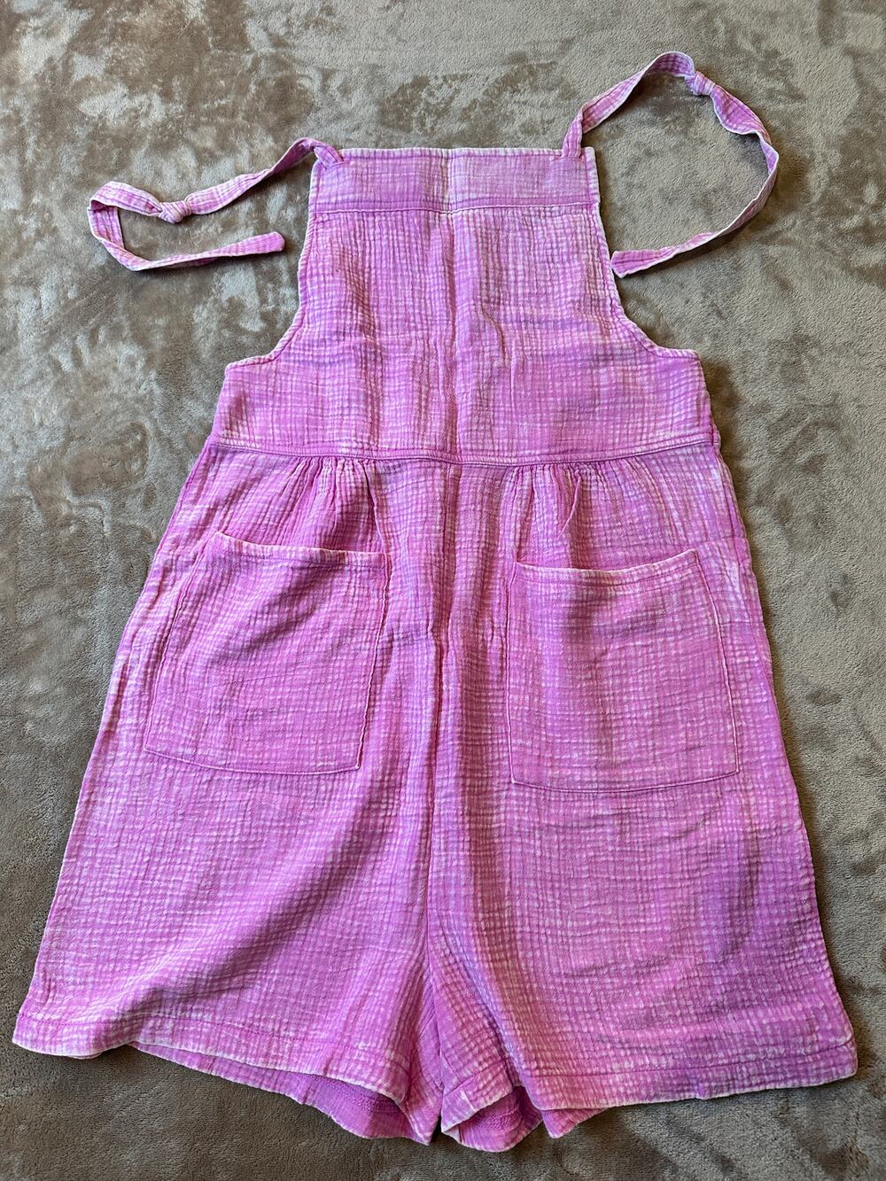 NWT Zenana Pink Double Gauze Short Overalls Romper Adjustable Straps Size M
